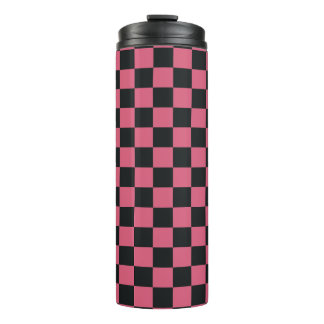Roze en Zwarte Patronen Checkerboard Checker Thermosbeker