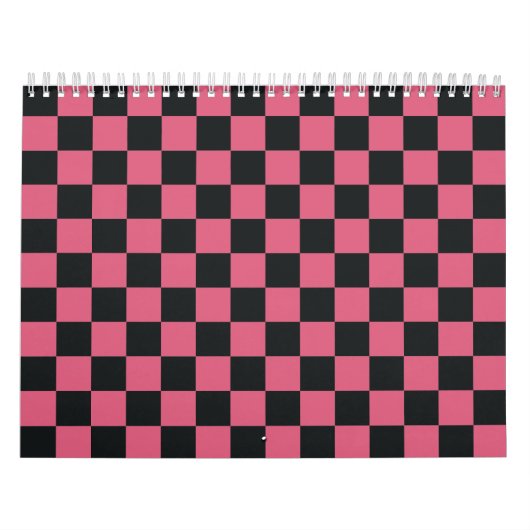 Roze en Zwarte Patronen Schachbrett Schaakbord Con Kalender (Hoes)
