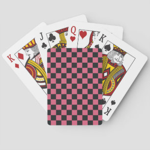 Roze en Zwarte Patronen Schachbrett Schaakbord Con Pokerkaarten