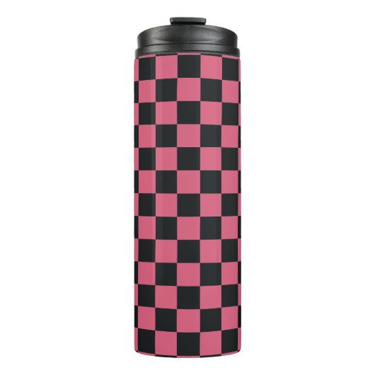 Roze en Zwarte Patronen Schachbrett Schaakbord Con Thermosbeker (Voorkant)