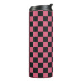 Roze en Zwarte Patronen Schachbrett Schaakbord Con Thermosbeker (Gedraaid links)
