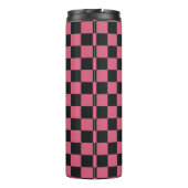 Roze en Zwarte Patronen Schachbrett Schaakbord Con Thermosbeker (Achterkant)