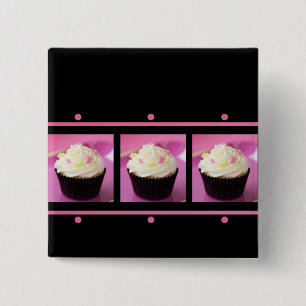 Roze en zwarte perskoeken Bedrijfsproducten Vierkante Button 5,1 Cm