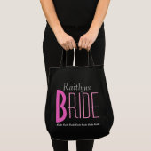 Roze en zwarte persoonlijke bride tote bag (Voorkant (product))