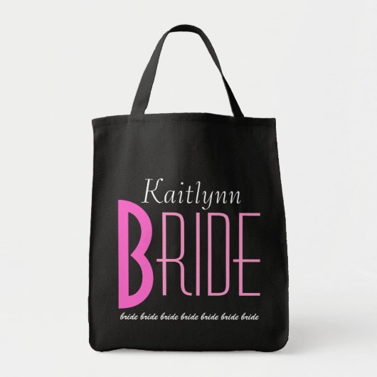Roze en zwarte persoonlijke bride tote bag (Voorkant)