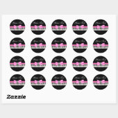 Roze en Zwarte Piano Key Overweging Ronde Sticker (Vel)