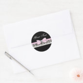 Roze en Zwarte Piano Key Overweging Ronde Sticker (Envelop)