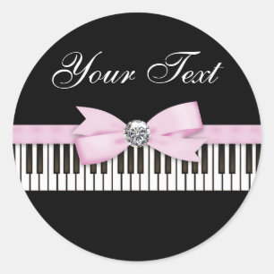 Roze en Zwarte Piano Toets Recital Ronde Sticker