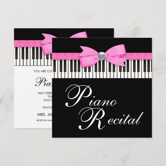 Roze en zwarte pianotoetsen Overweging Uitnodiging (Voorkant / Achterkant)