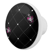Roze en zwarte piraat Skull Crossbones Punk Dresse Keramische Knop (Rechts)