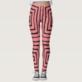 Roze en zwarte pleinen Afrikaanse modderwas Leggings (Voorkant)