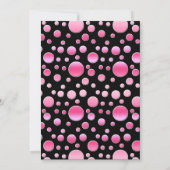 Roze en zwarte poka Dot Bat Mitzvah Invite Kaart (Achterkant)
