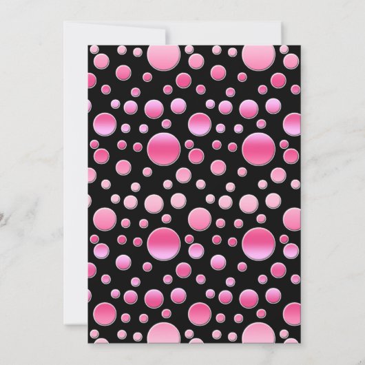 Roze en zwarte poka Dot Bat Mitzvah Invite Kaart (Achterkant)