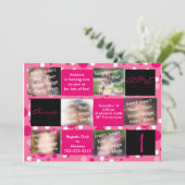 Roze en zwarte poka Dot Birthday Uitnodiging (Staand voorkant)