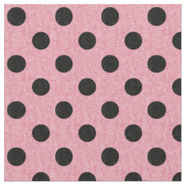 Roze en zwarte poka Dot Fabric Stof
