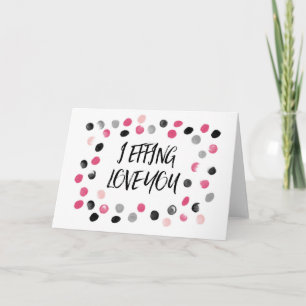 Roze en zwarte poka Dots waar ik van hou Feestdagen Kaart