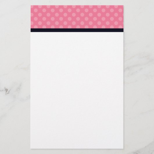 Roze en zwarte poladot Aangepaste schrijfbenodigdh Briefpapier (Voorkant)