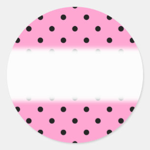 Roze en zwarte poladots Patroon. Ronde Sticker