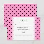 Roze en zwarte poladots Patroon. RSVP Kaartje (Voorkant / Achterkant)