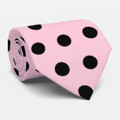 Roze en zwarte poladots Patroon. Spottig. Stropdas (Opgerold)