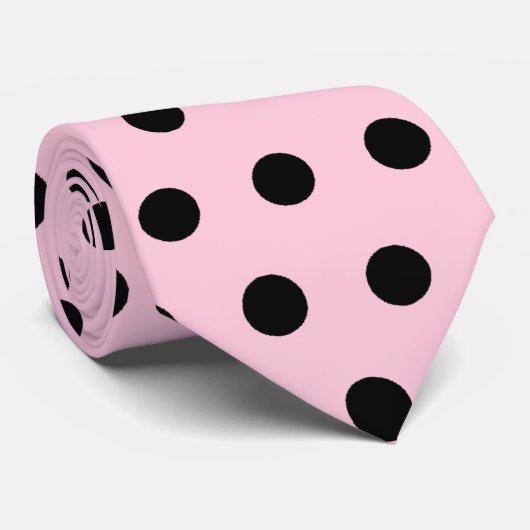 Roze en zwarte poladots Patroon. Spottig. Stropdas (Opgerold)