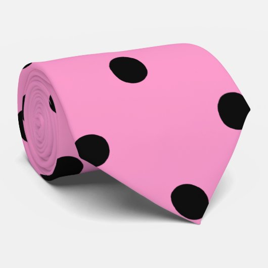 Roze en zwarte poladots Patroon. Stropdas (Opgerold)