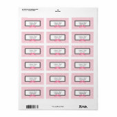 Roze en zwarte polaire dot met roze lintadres etiket (Full Sheet)