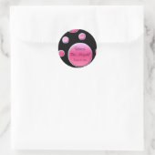 Roze en Zwarte Polka Dot 1.5"Ronde Sticker (Tas)