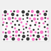 Roze en Zwarte Polka Dot Inpakpapier Vel (Voorkant)