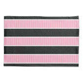 Roze en Zwarte Polka Dot Stripes Patroon Gooi Kussensloop (Achterkant)