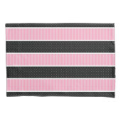 Roze en Zwarte Polka Dot Stripes Patroon Gooi Kussensloop (Voorkant)