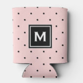 Roze en Zwarte Polka Dots Patroon Monogram Blikjeskoeler (Achterkant)
