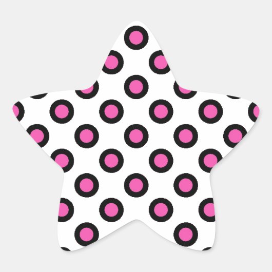 roze en zwarte polka stipproducten ster sticker (Voorkant)