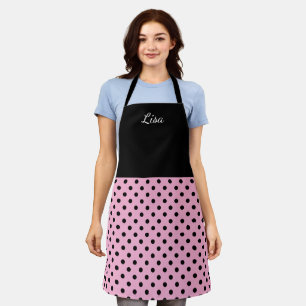 Roze en zwarte polkadot rok print kookschort schort