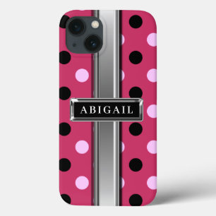 Roze en zwarte pols Ploot Pattern Metal Name Case-Mate iPhone Case
