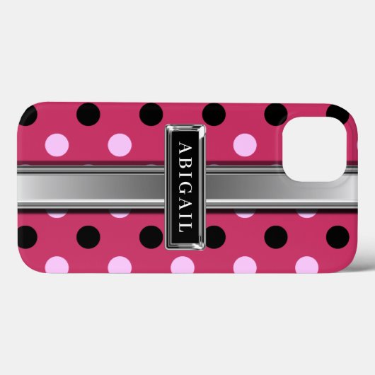 Roze en zwarte pols Ploot Pattern Metal Name Case-Mate iPhone Case (Achterkant (horizontaal))