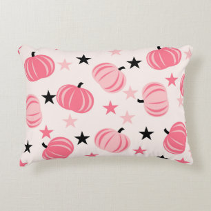 Roze en zwarte pompoen met sterren Halloween & Her Accent Kussen