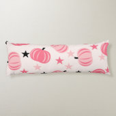 Roze en zwarte pompoen met sterren Halloween & Her Lichaamskussen (Achterkant)