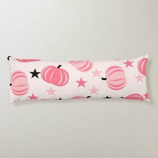 Roze en zwarte pompoen met sterren Halloween & Her Lichaamskussen (Achterkant)