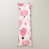 Roze en zwarte pompoen met sterren Halloween & Her Lichaamskussen (Achterkant (Verticaal))