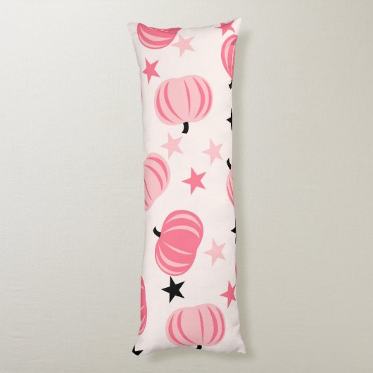 Roze en zwarte pompoen met sterren Halloween & Her Lichaamskussen (Achterkant (Verticaal))