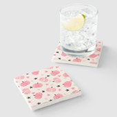 Roze en zwarte pompoen met sterren Halloween & Her Stenen Onderzetter (Zijkant)