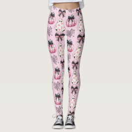 Roze en zwarte pompoenen, spoken Halloween Legging