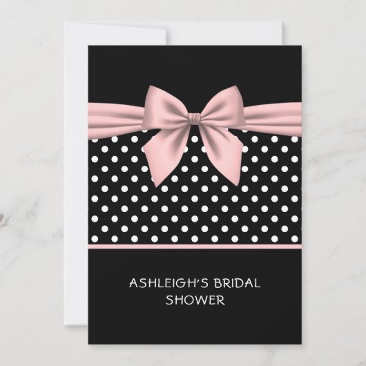 Roze en zwarte pooldot met Bow-Vrijgezellenfeest i Kaart (Voorkant)