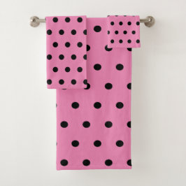 Roze en zwarte pooldots bad handdoek