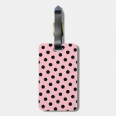 Roze en zwarte pooldots bagagelabel (Achterkant verticaal)