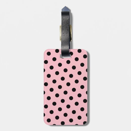 Roze en zwarte pooldots bagagelabel (Achterkant verticaal)