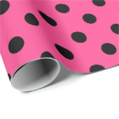 Roze en zwarte pooldots cadeaupapier (Rol Hoek)