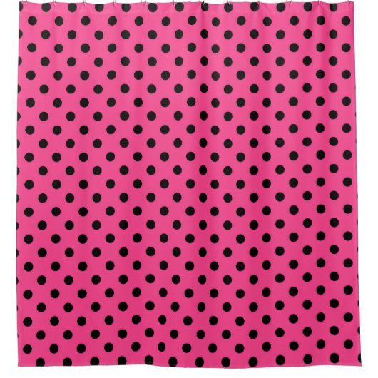 Roze en zwarte pooldots douchegordijn (Voorkant)