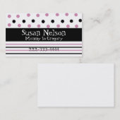 Roze en zwarte pooldots en strippes mammikaart contactkaartje (Voorkant / Achterkant)